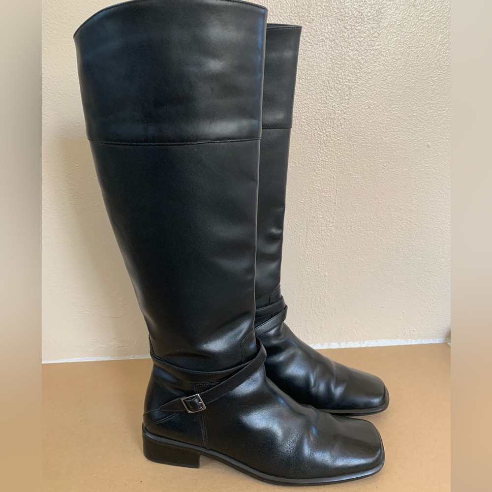 Black Square Toe Riding Boots